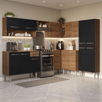 Cocina Integral de Esquina Emilly 4.20 m Marrón/Negro/Marrón 02