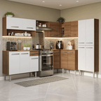 Cocina Integral de Esquina Emilly 4.20 m Marrón/Blanco 02