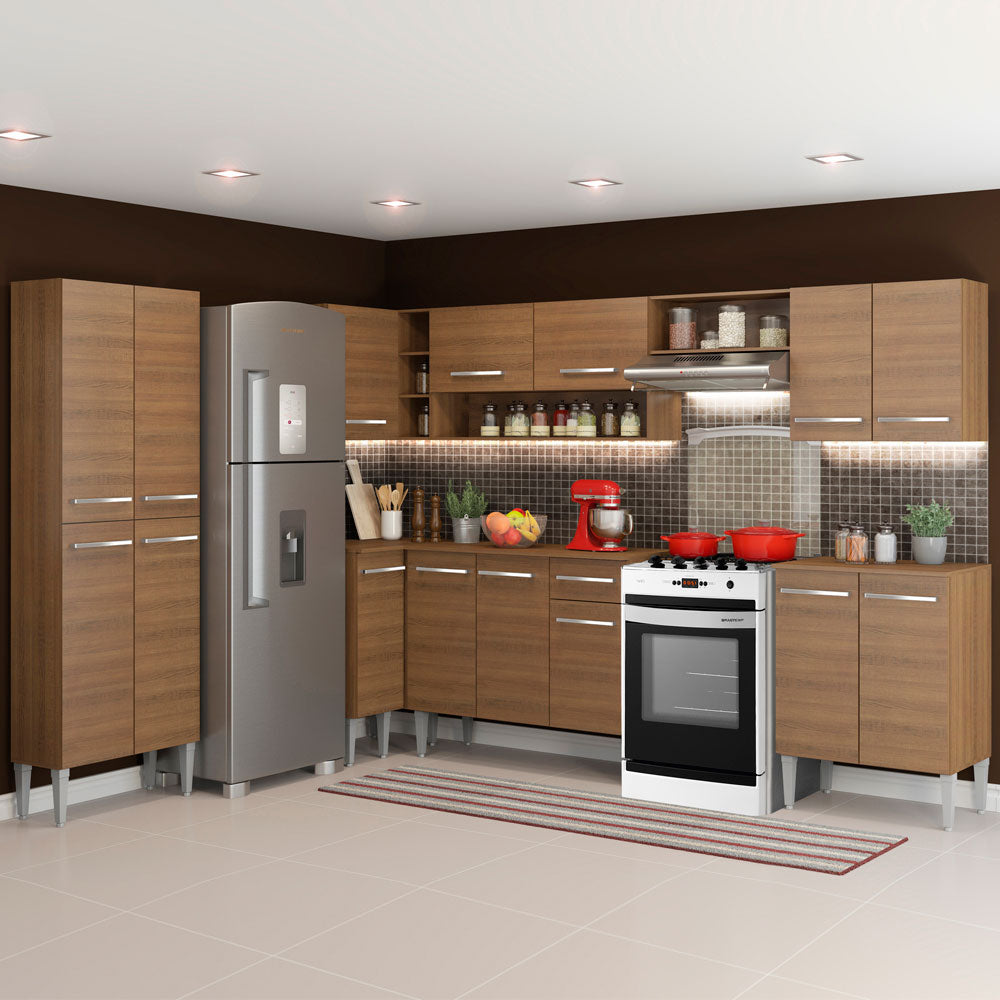 Cocina Integral de Esquina Emilly 481 cm Moon Marrón Madesa