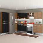Cocina Integral de Esquina Emilly Moon 4.80 m Marrón/Negro