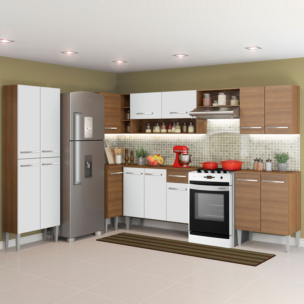 Cocina Integral de Esquina Emilly Moon 4.80 m Marrón/Blanco