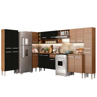 Cocina Integral de Esquina Emilly Live 5.15 m Marrón/Negro