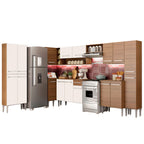 Cocina Integral de Esquina Emilly Live 5.15 m Marrón/Blanco
