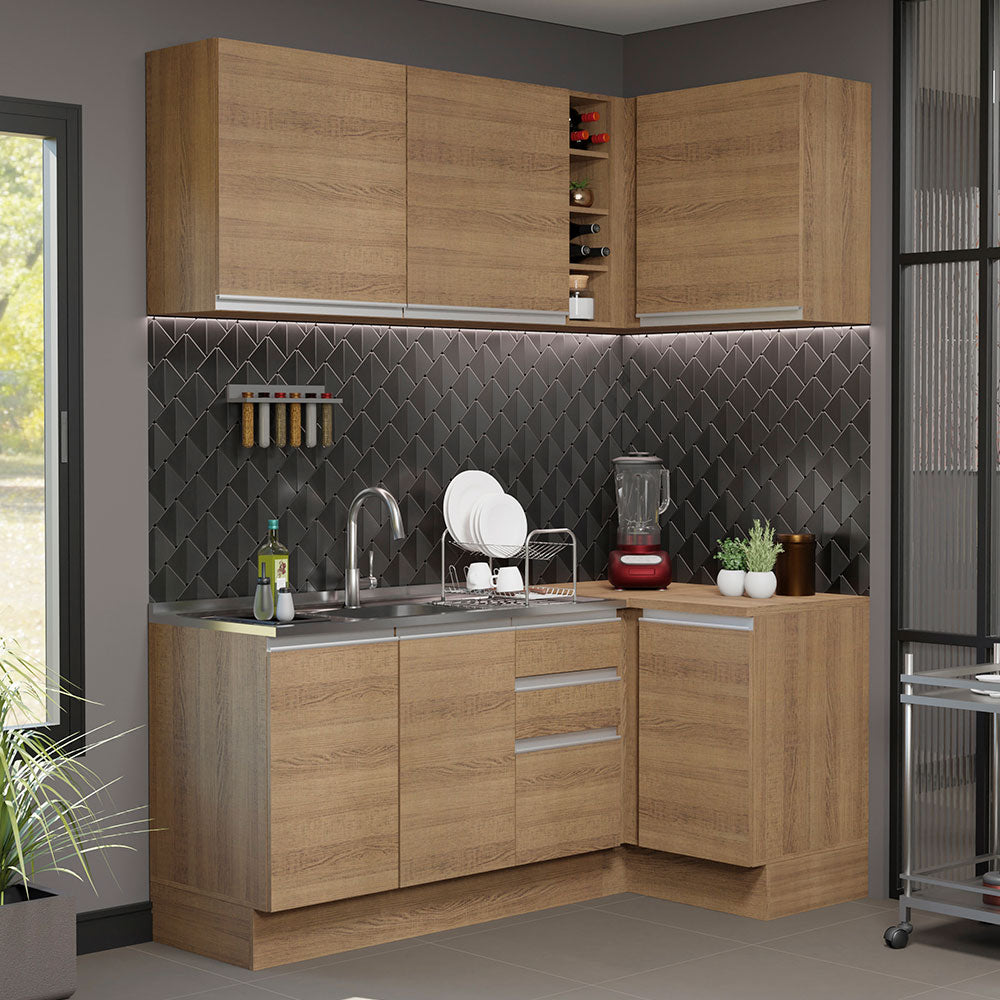 Cocina Integral de Esquina Glamy 2.70 m Marrón 01