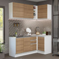 Cocina Integral de Esquina Glamy 2.70 m Blanco/Marrón 01