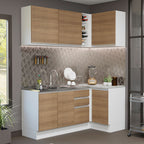 Cocina Integral de Esquina Glamy 2.70 m Blanco/Marrón 01