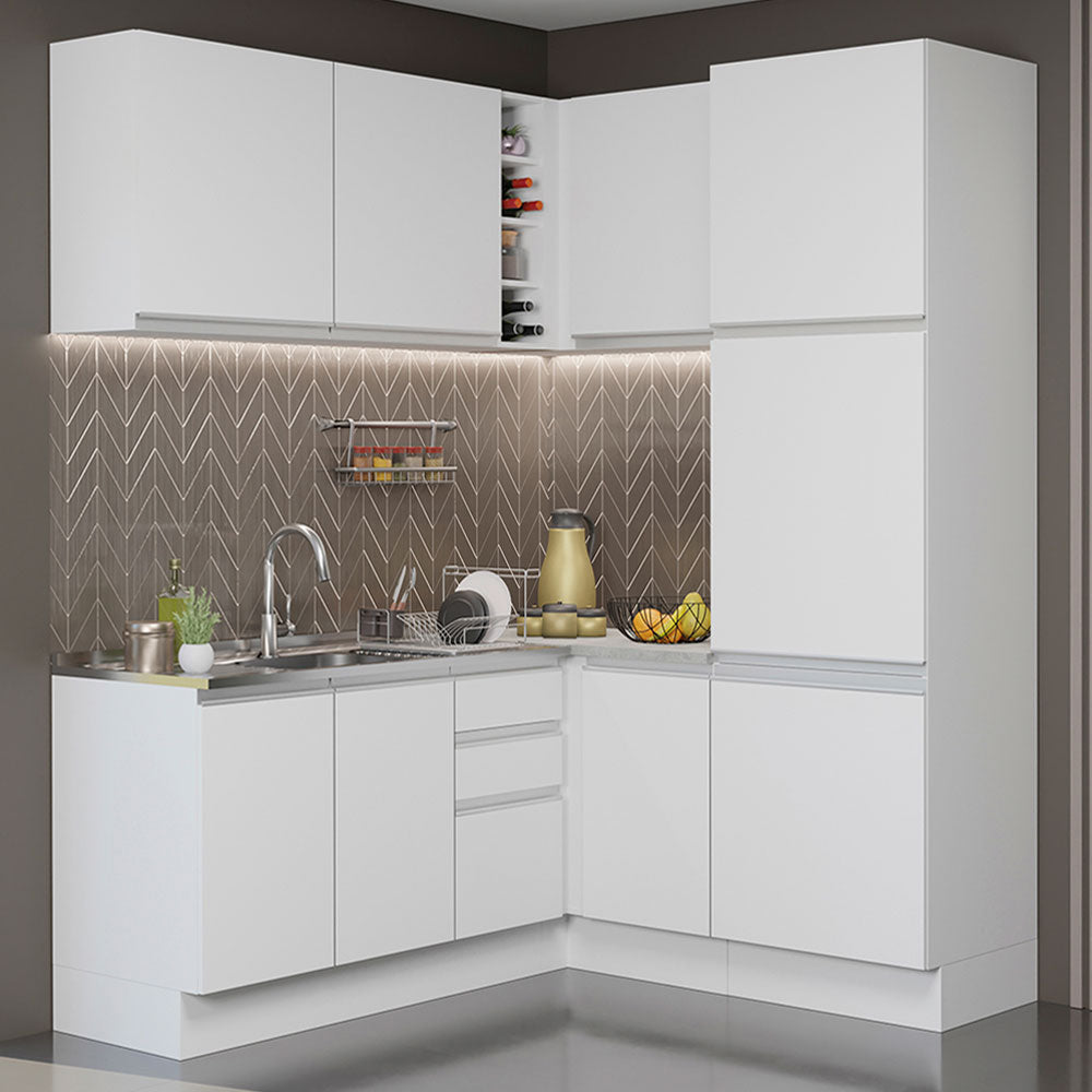 Cocina Integral de Esquina Glamy 3.30 m Blanco 01