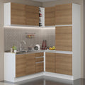 Cocina Integral de Esquina Glamy 3.30 m Blanco/Marrón 01