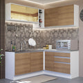 Cocina Integral de Esquina Glamy 3.30 m Blanco/Marrón 02