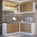 Cocina Integral de Esquina Glamy 3.30 m Blanco/Marrón 02