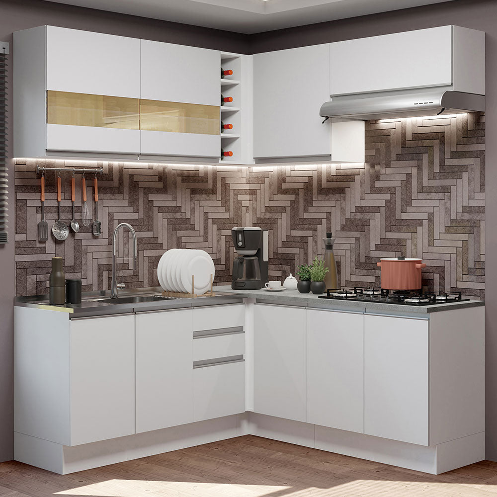 Cocina Integral de Esquina Glamy 3.50 m Blanco 01