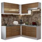 Cocina Integral de Esquina Glamy 3.50 m Blanco/Marrón 01