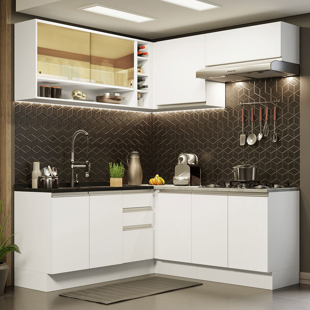 Cocina Integral de Esquina Glamy 3.50 m Blanco 02