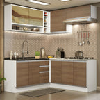 Cocina Integral de Esquina Glamy 3.50 m Blanco/Marrón 02