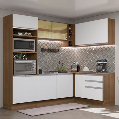 Cocina Integral de Esquina Glamy 4.00 m Marrón/Blanco 02