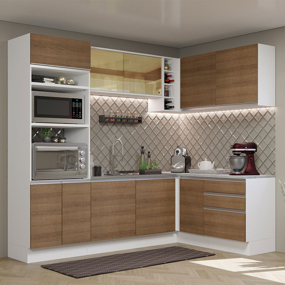 Cocina Integral de Esquina Glamy 4.00 m Blanco/Marrón 02