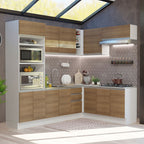 Cocina Integral de Esquina Glamy 4.20 m Blanco/Marrón 01