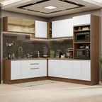 Cocina Integral de Esquina Glamy 4.60 m Marrón/Blanco 01