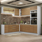 Cocina Integral de Esquina Glamy 4.60 m Blanco/Marrón 01