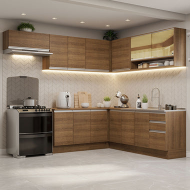 Cocina Integral de Esquina Glamy 4.70 m Marrón 01