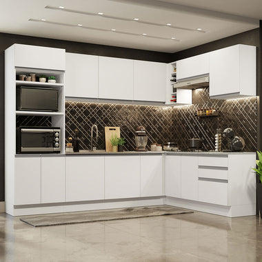Cocina Integral de Esquina Glamy 4.80 m Blanco 01