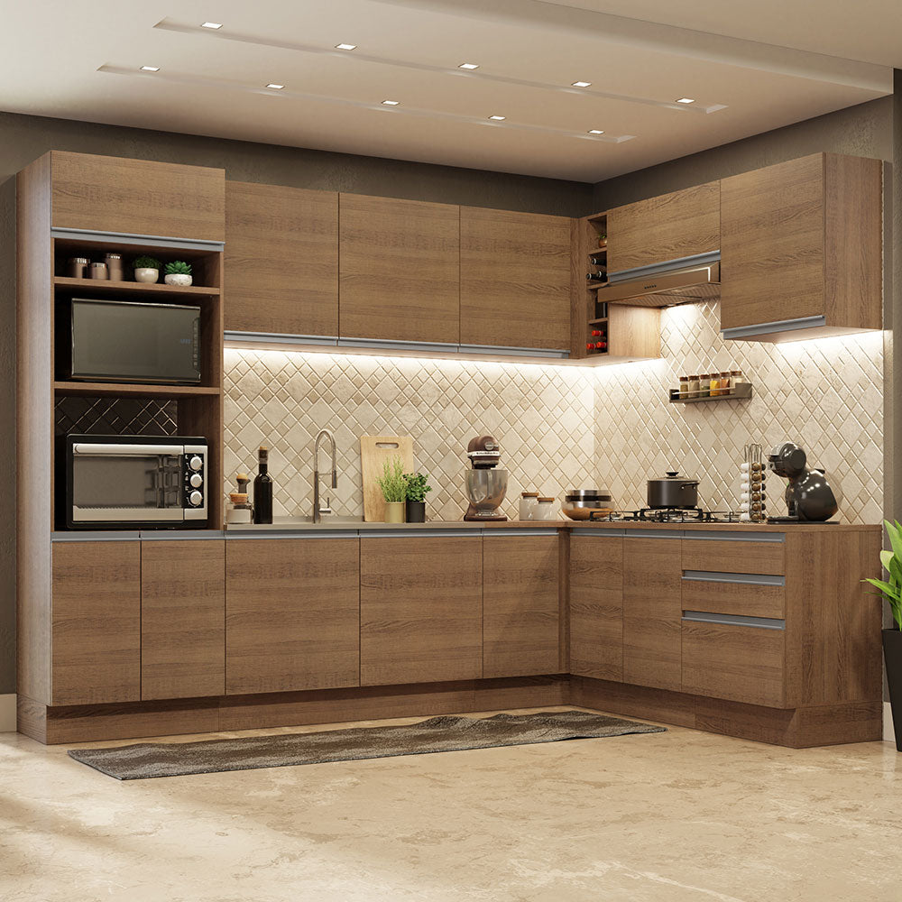 Cocina Integral de Esquina Glamy 479 cm Marrón 01 Madesa