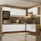Cocina Integral de Esquina Glamy 4.80 m Marrón/Blanco 01