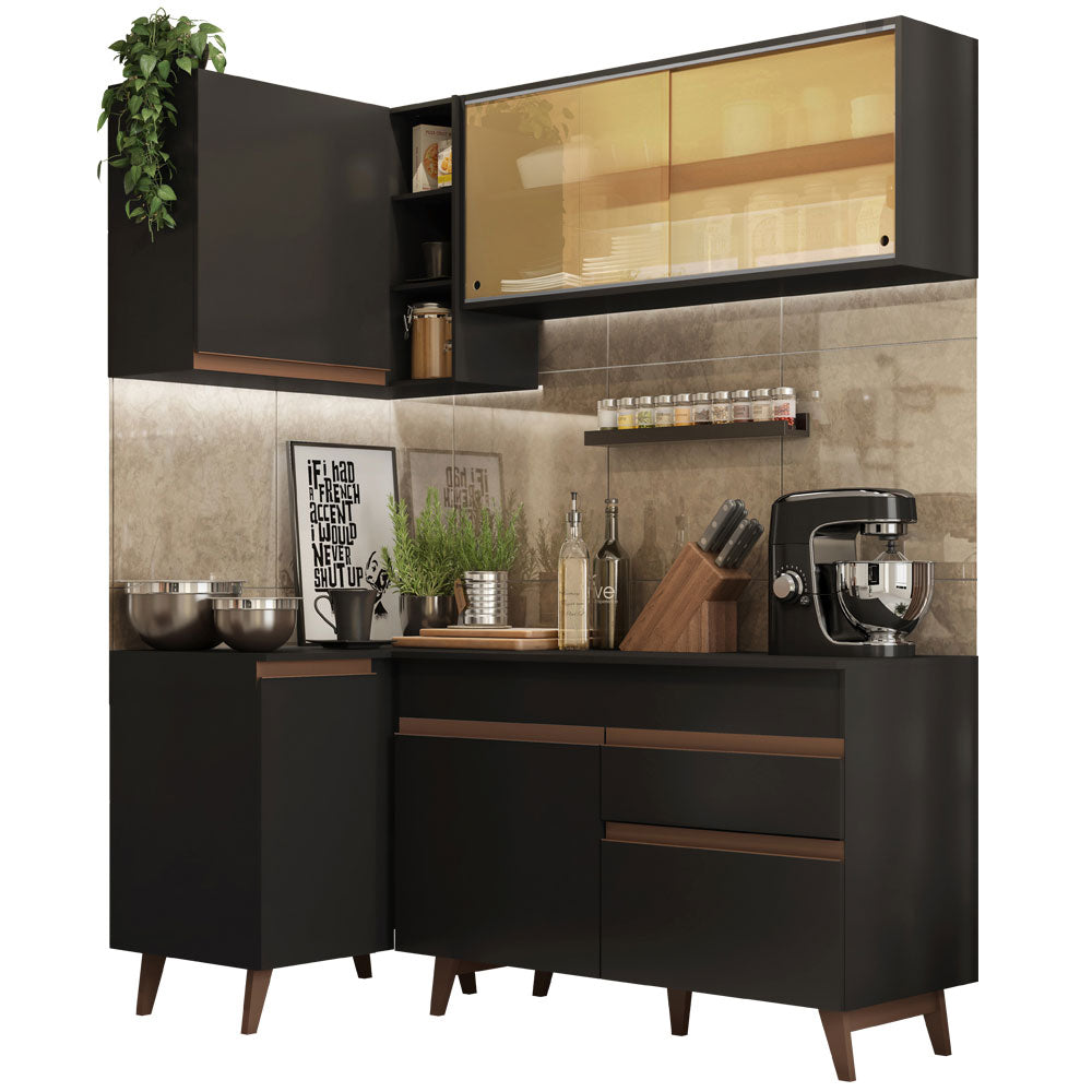 Cocina Integral de Esquina Reims 2.60 m con Encimera Negro 01
