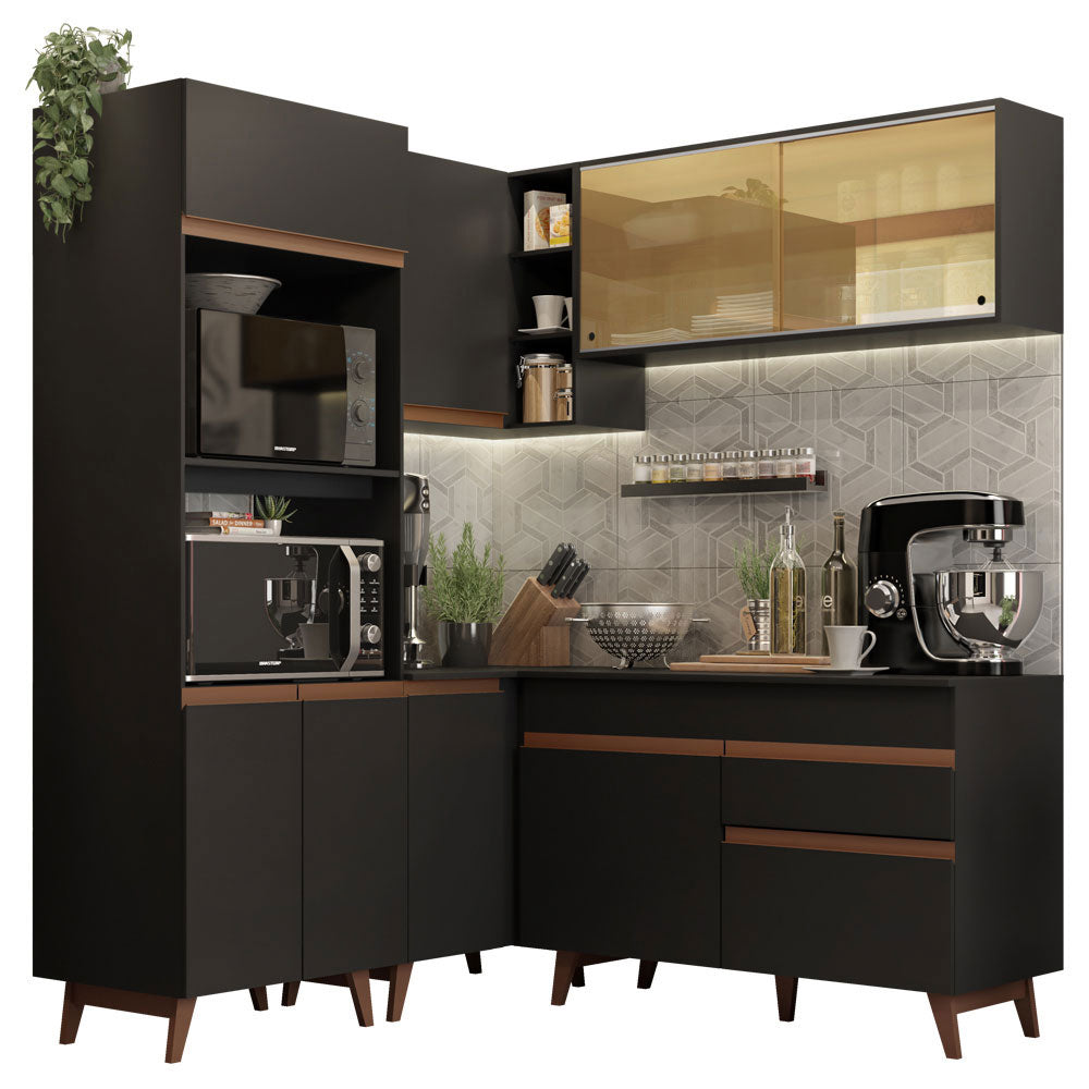 Cocina Integral de Esquina Reims 3.30 m con Encimera Negro 01