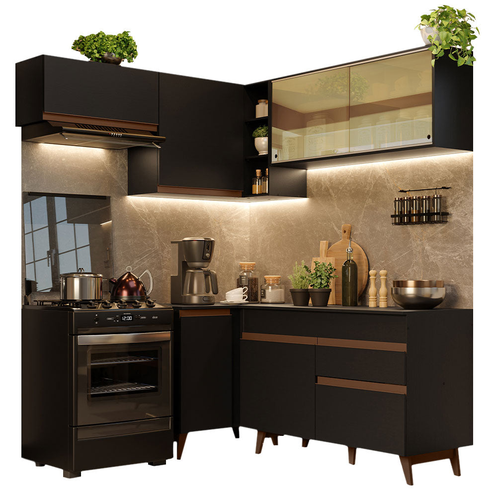 Cocina Integral de Esquina Reims 3.30 m con Encimera Negro 03
