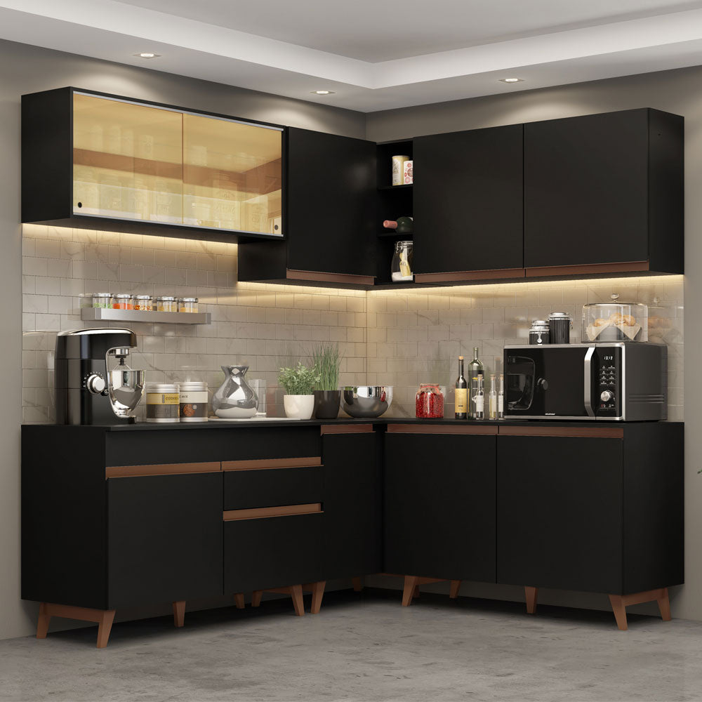 Cocina Integral de Esquina Reims 3.80 m con Encimera Negro 01