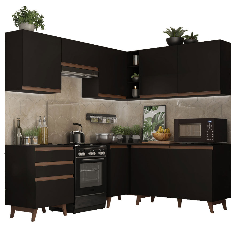 Cocina Integral de Esquina Reims 3.90 m con Encimera Negro 01