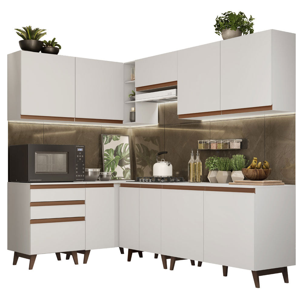 Cocina Integral de Esquina Reims 3.90 m con Encimera Blanco 02