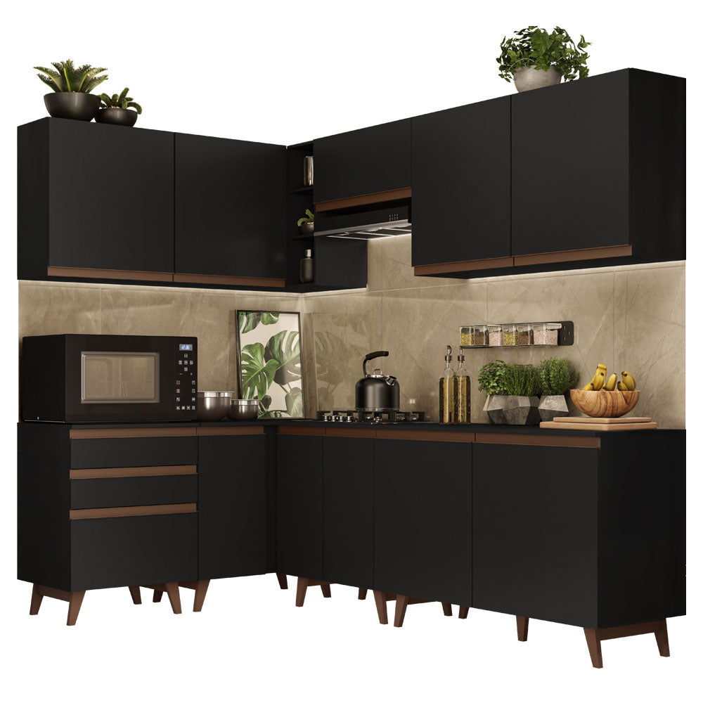 Cocina Integral de Esquina Reims 3.90 m con Encimera Negro 02