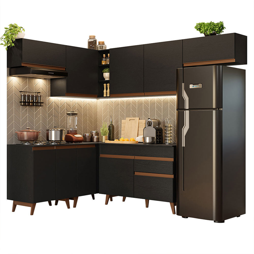 Cocina Integral de Esquina Reims 4.00 m con Encimera Negro 03
