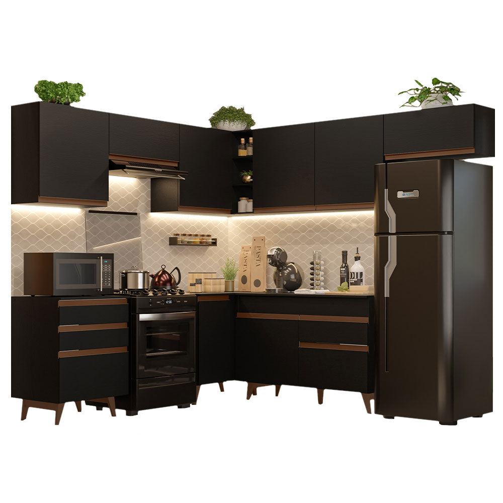Cocina Integral de Esquina Reims 4.60 m con Encimera Negro 03