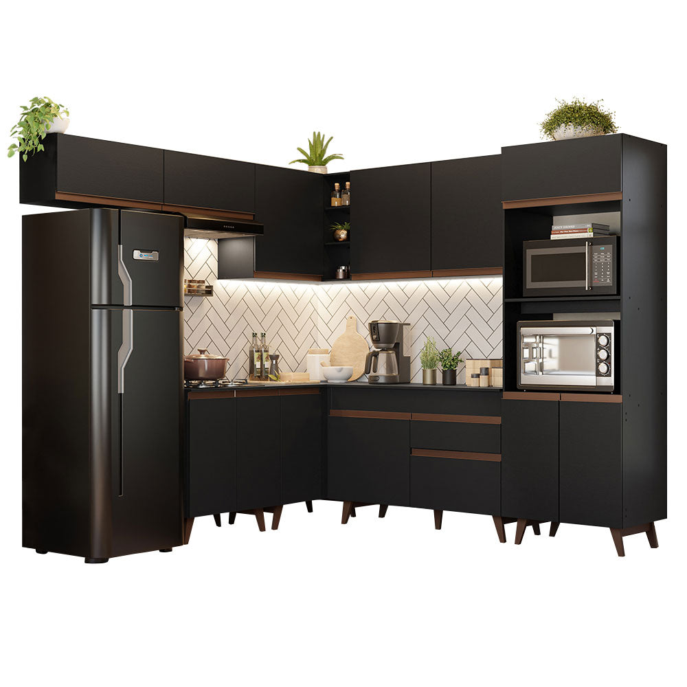 Cocina Integral de Esquina Reims 4.70 m con Encimera Negro 01