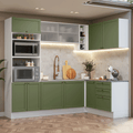 Cocina Integral de Esquina Vik 4.00 m Blanco/Verde 01