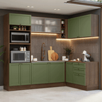 Cocina Integral de Esquina Vik 4.00 m Marrón/Verde 01