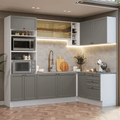 Cocina Integral de Esquina Vik 4.00 m Blanco/Gris 02