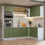 Cocina Integral de Esquina Vik 4.00 m Blanco/Verde 02