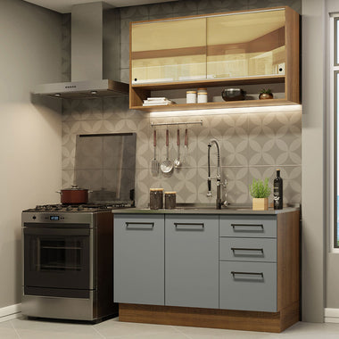 Cocina Integral Agata 1.20 Metros Marrón/Gris 02