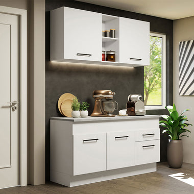 Cocina Integral Agata 1.50 m con Encimera Blanco 01