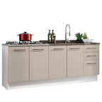 Kit 2 Muebles de Cocina Bajo Agata 2.00 Metros Blanco/Crema