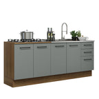Kit 2 Muebles de Cocina Bajo Agata 2.00 Metros Marrón/Gris
