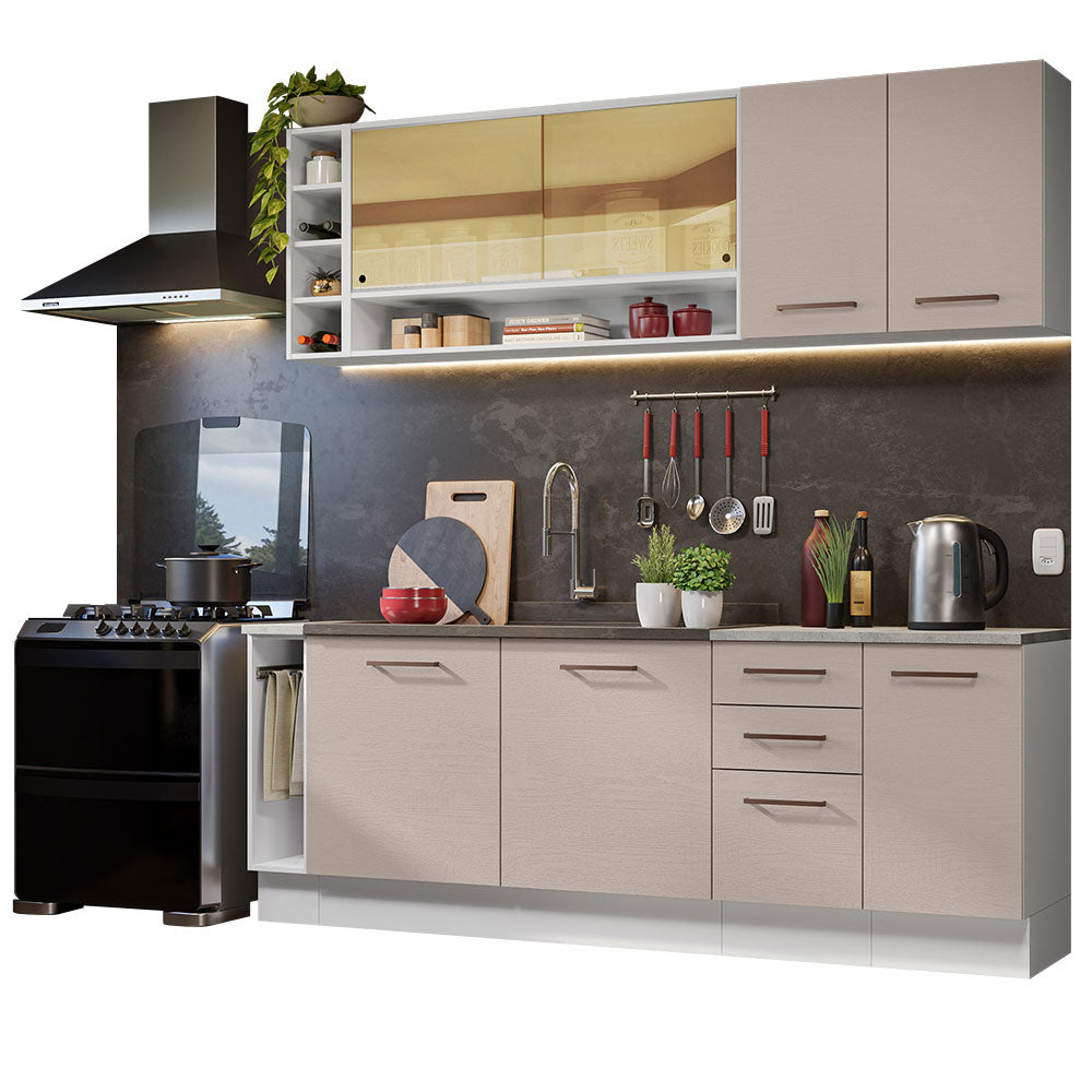Cocina Integral Agata Thêmis 2.20 Metros Blanco/Crema