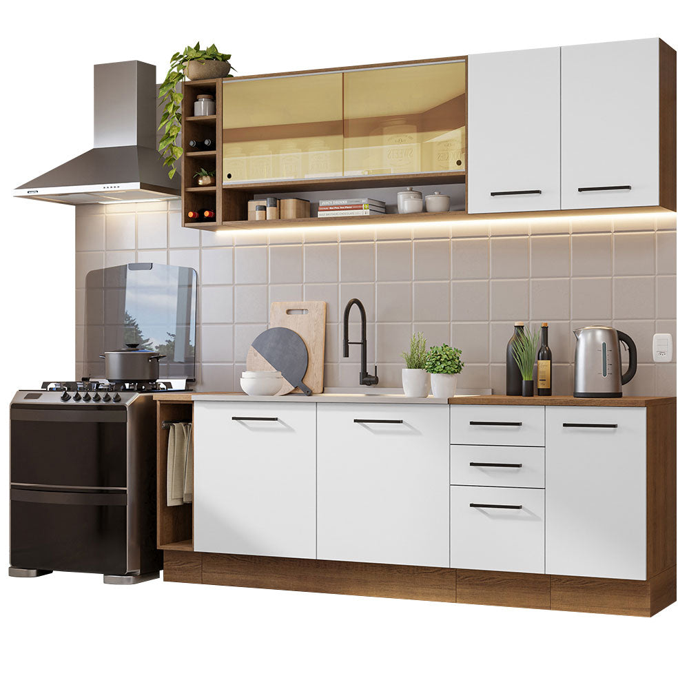 Cocina Integral Agata Thêmis 2.20 Metros Marrón/Blanco