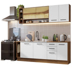 Cocina Integral Agata Thêmis 2.20 Metros Marrón/Blanco