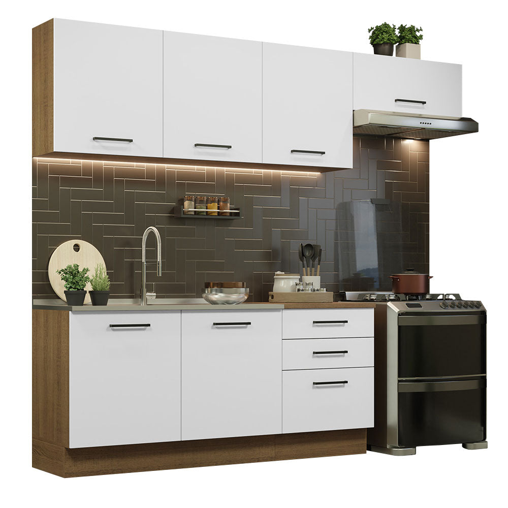 Cocina Integral Agata 2.60 m Marrón/Blanco 02