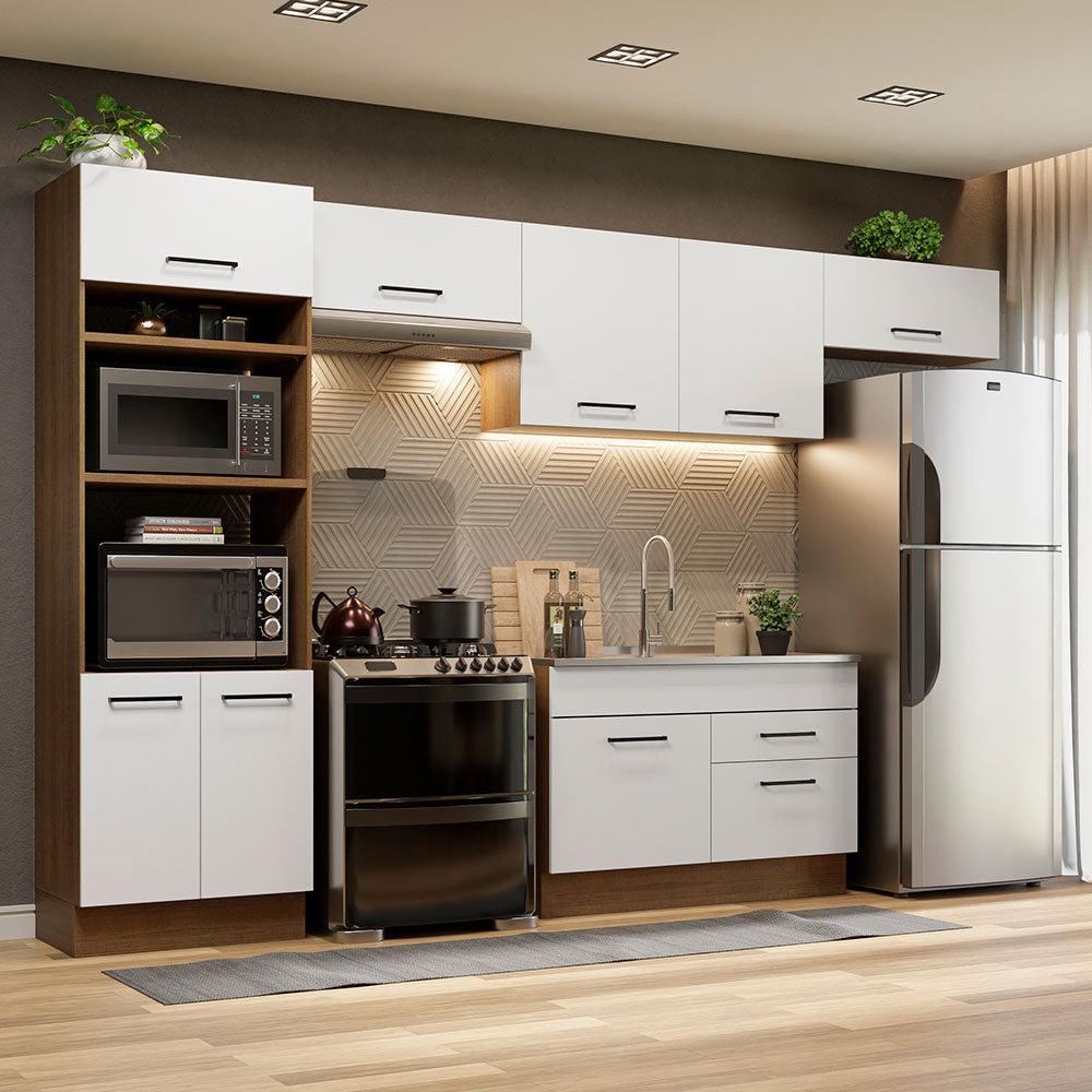 Cocina Integral Agata 3.50 Metros Marrón/Blanco 01
